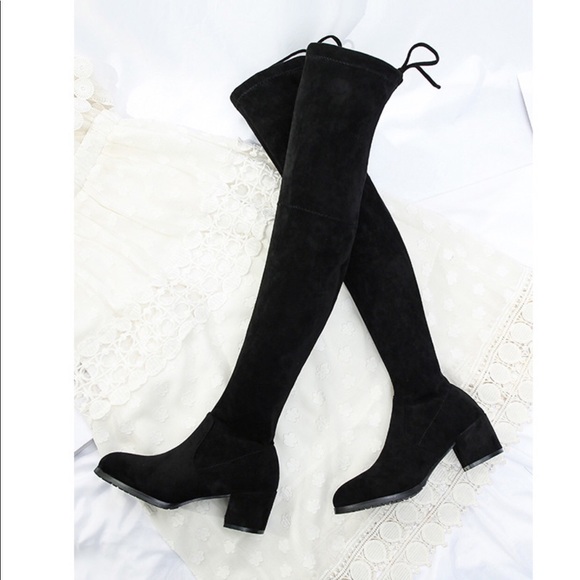 PREORDER! Over The Knee Vegan Suede Boots - Picture 8 of 8